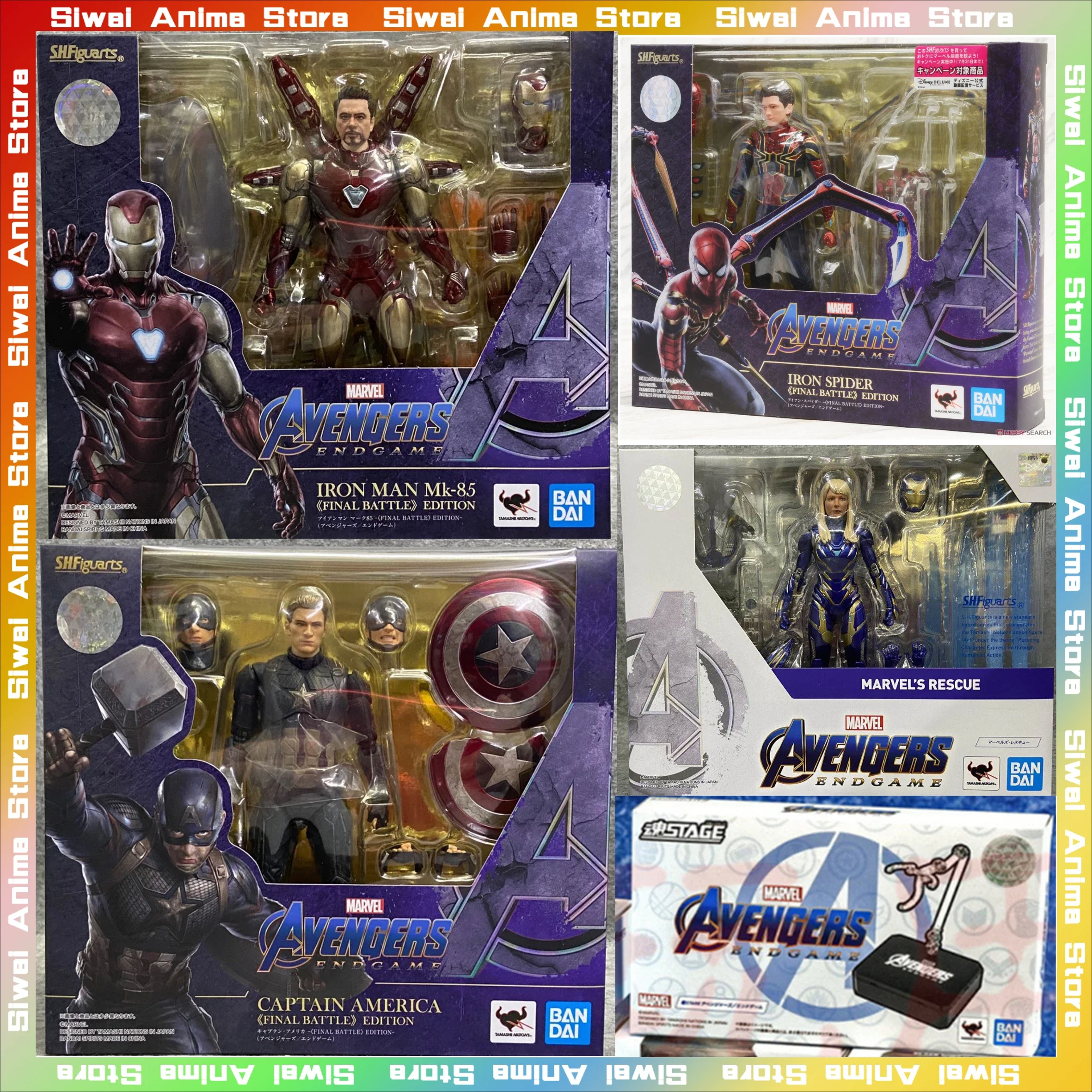 

Origina Bandai Avengers：Endgame Spider-Man Iron-Man Captain America S.H.Figuarts Anime Action Figure Collection Figurine Model