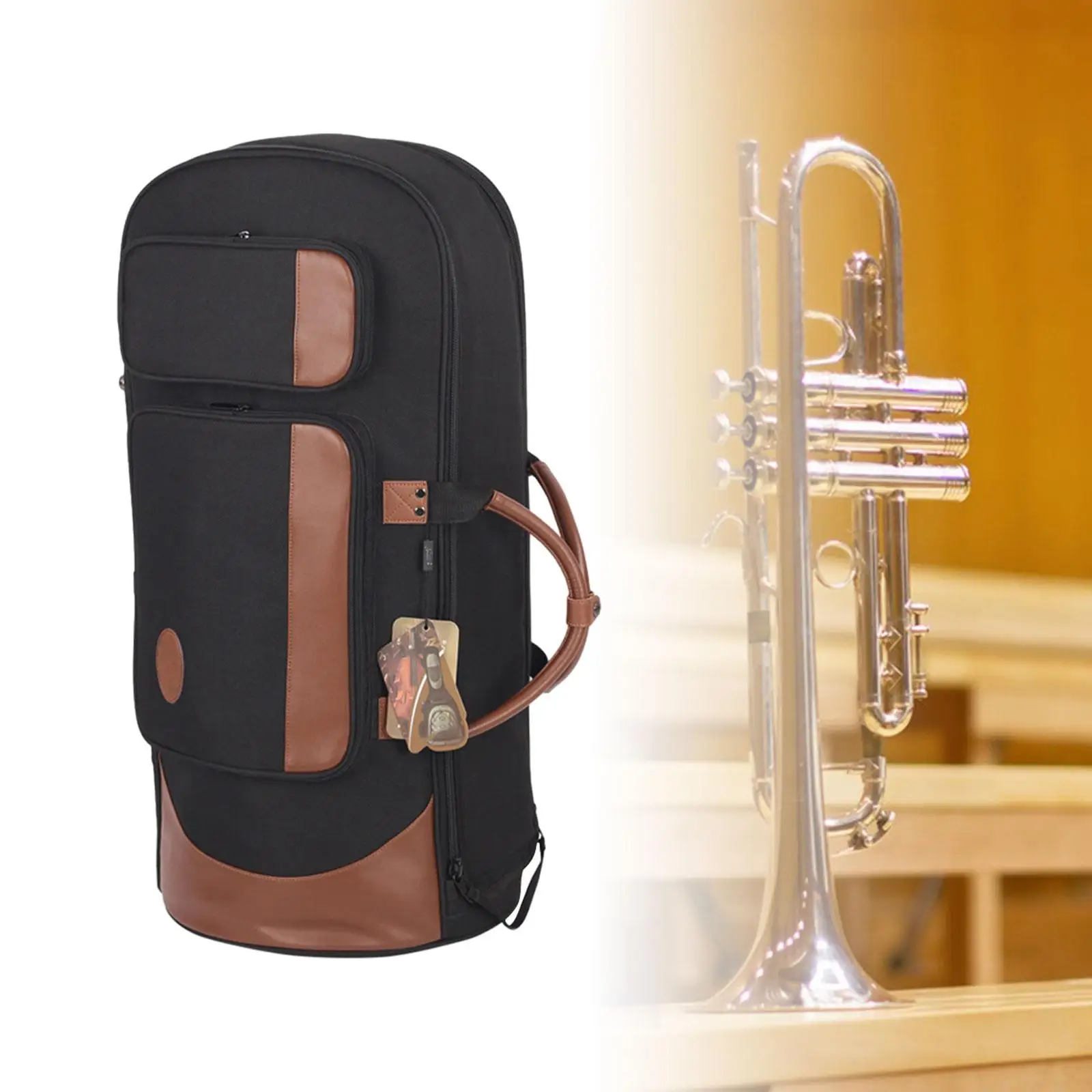 Euphonium สำหรับกลางแจ้งเครื่องมืออุปกรณ์เสริมทองเหลืองพร้อมซิปแบบกล่องบาริโทนแบบพกพาเคสพกพาสำหรับคอนเสิร์ตท่องเที่ยว