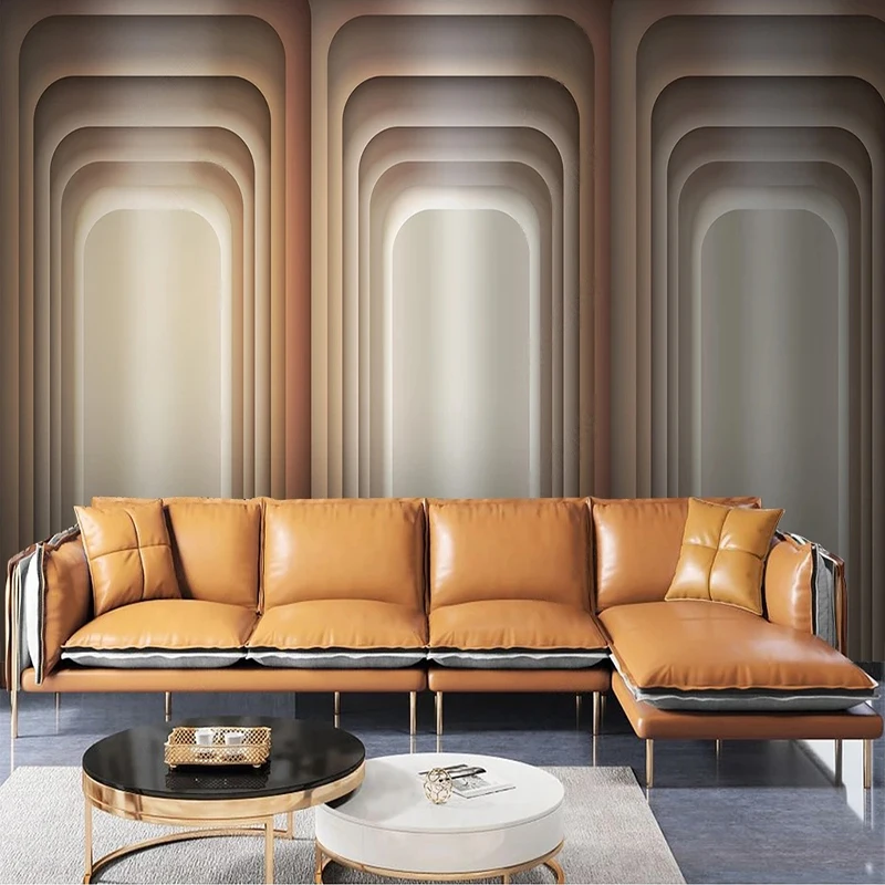 Custom 3D Photo Wallpaper Modern Mminimalist Arch Light Luxury Warm TV Background Wall Papier Peint Mural Papel De Parede Tapety