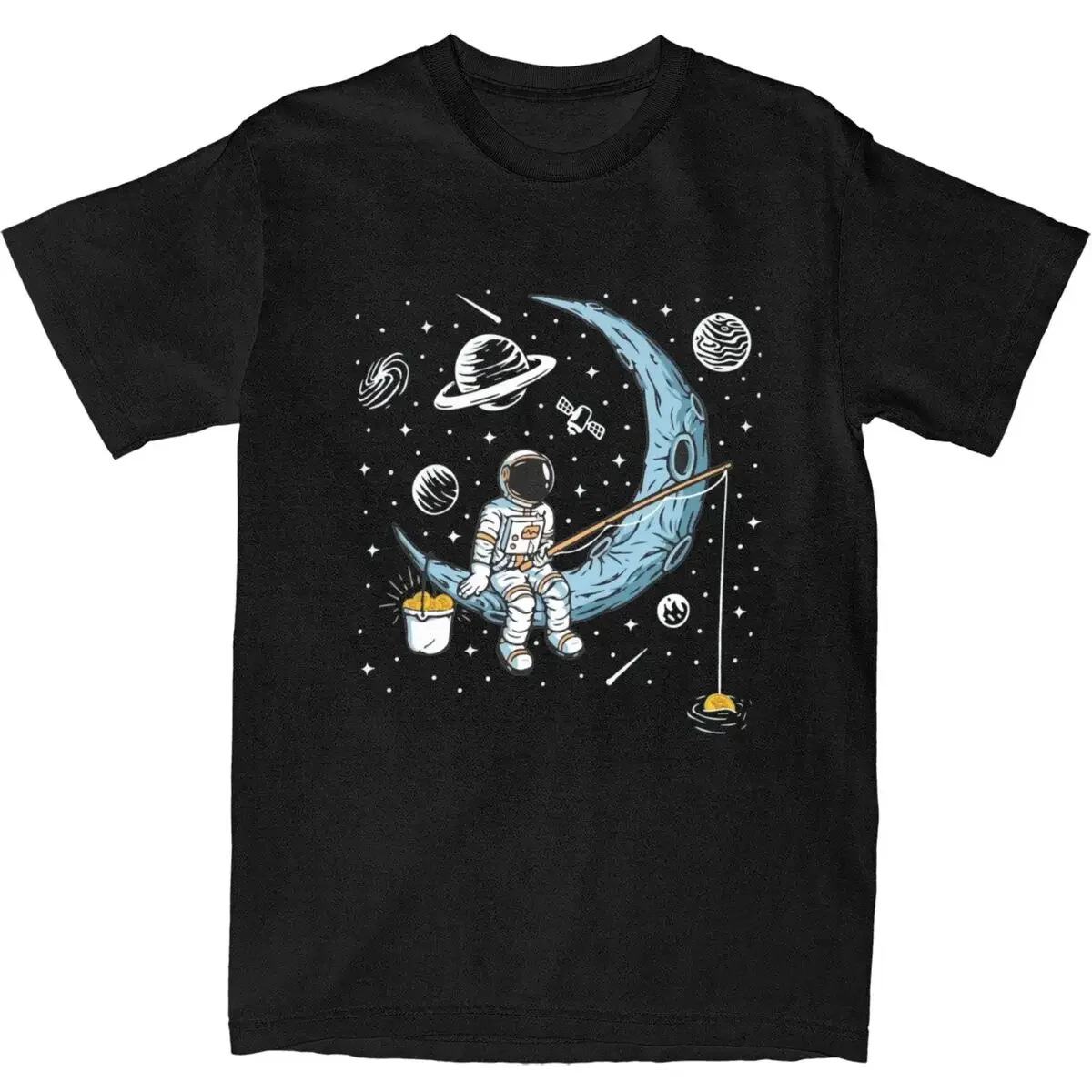 

Astronaut Fishing Bitcoin T Shirt Funny Crypto Moon Hip Hop T Shirts Short Sleeve Y2K Casual Tops Summer Cotton Plus Size Tees