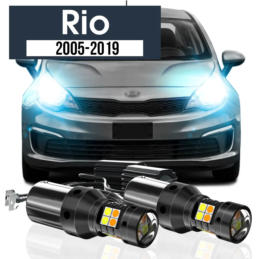 

2pcs LED Dual Mode Turn Signal+Daytime Running Light Blub DRL Canbus Accessories For Kia Rio 2 3 4 2005-2019 2012 2013 2014 2015