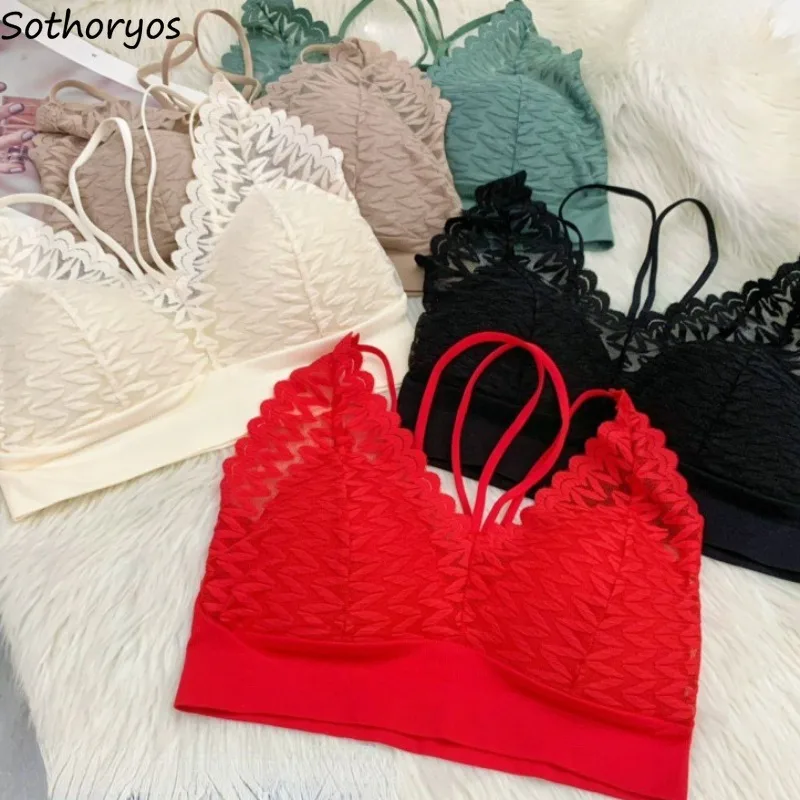 

Sexy Bras Women 5 Colors Backless Solid Underwear Breathable Seamless Crop Tops French Style Lace Comfortable Bralette Females