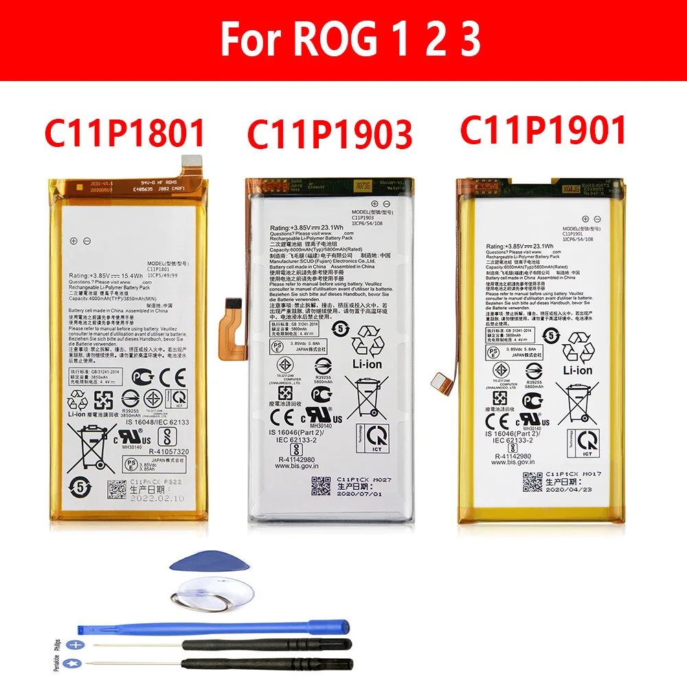Original New Battery For ASUS ROG 3 2 1 ZS661KL ZS660KL ZS600KL ROG3 C11P1903 C11P1801 C11P1901 Genuine Phone Battery