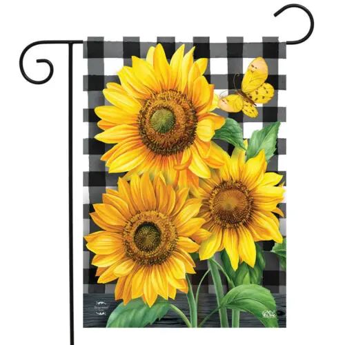 Briarwood Lane - Checkered Sunflowers Summer Garden Flag 12.5