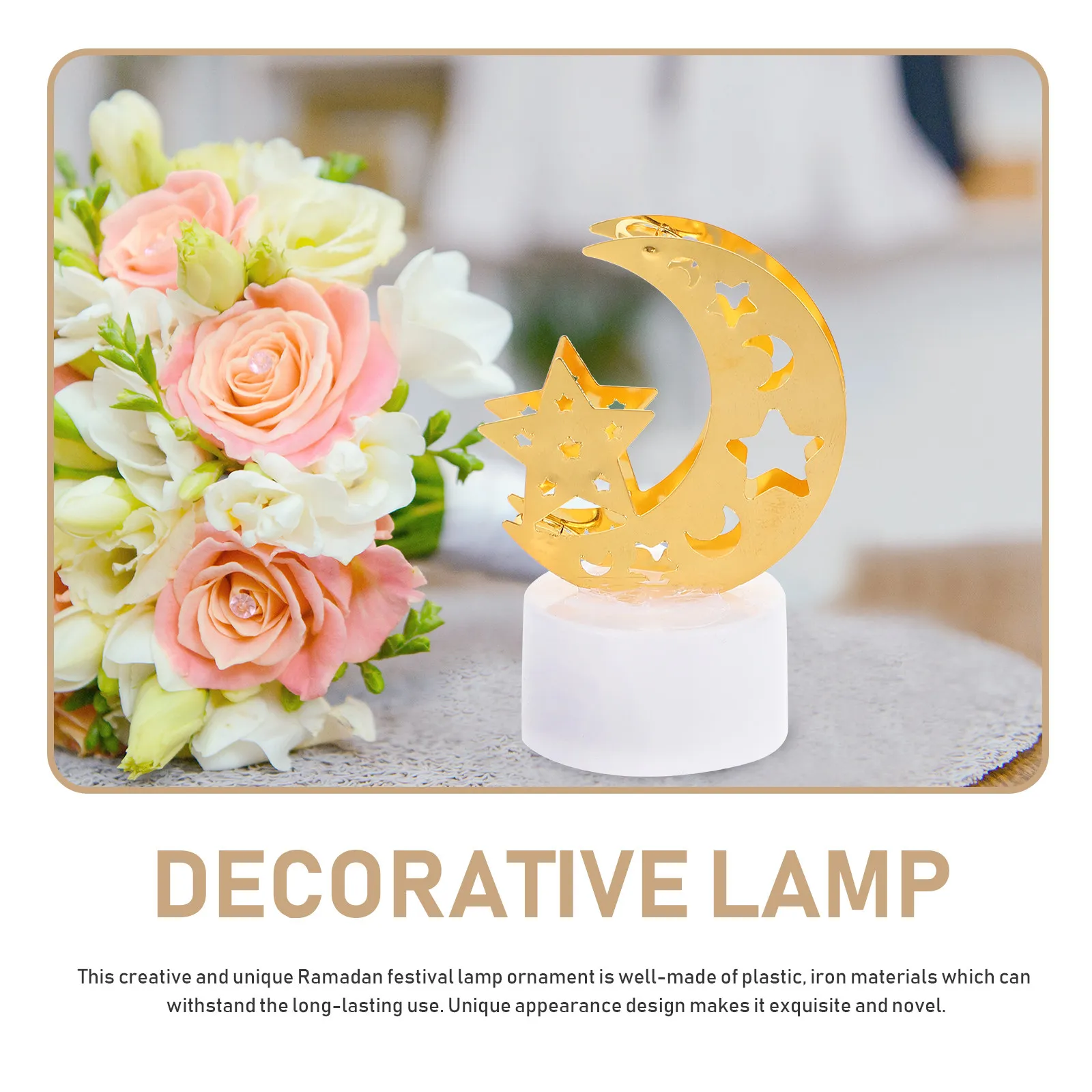 Eid -Fitr LED Lamp Decor Creative Ramadan Festival Light Ornament Indoor Decorative Lamp with Stable Flat Base Artistic Design