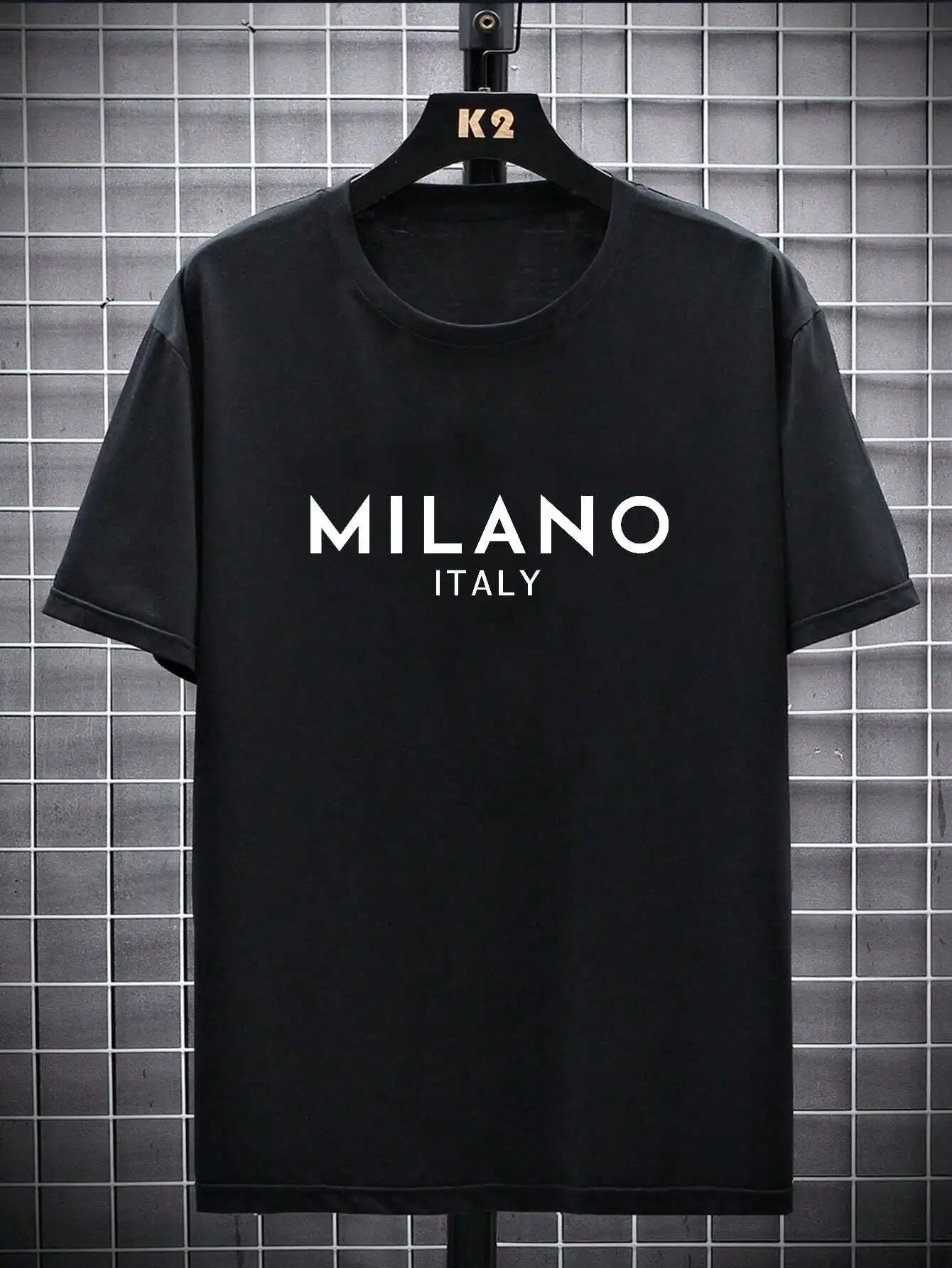 

Мужская повседневная футболка с коротким рукавом и принтом Milano Italy