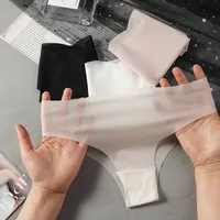 New M-XL Sexy Women's Low Waist Light Transparent Panties Solid Color Underwear Antibacterial Crotch Ice Silk Underwear Briefs