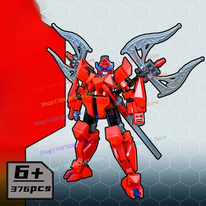 

New MOC Military Building Blocks Minifigure, Red Double Axe Mecha Model, Small Particle Splicing Toy Ornament, Kids Holiday Gift