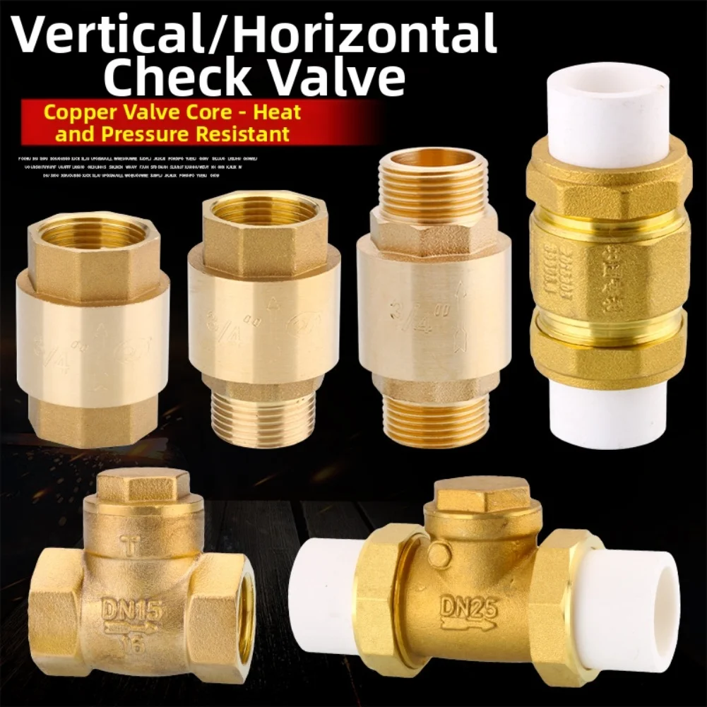 Copper Vertical Check Valve 1/2-inch Water Meter Water Heater Brass Anti Backflow Check Valve For Water Control