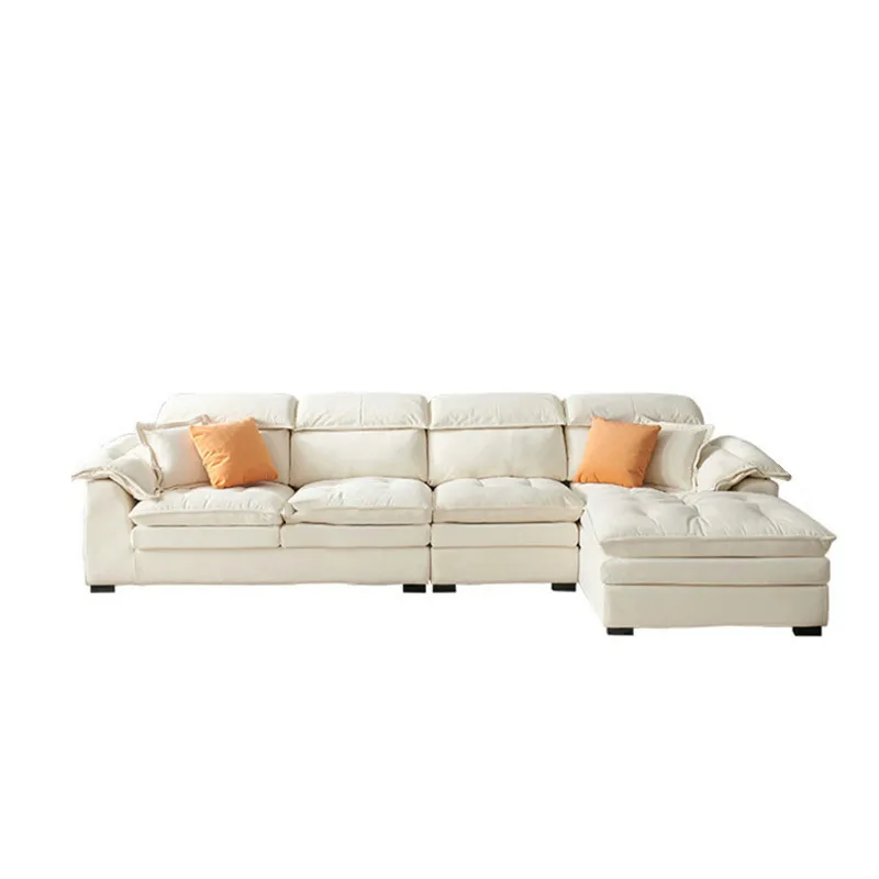 

Strictly selected simple milk velvet cloud fabric sofa Internet celebrity cream style living room sofa