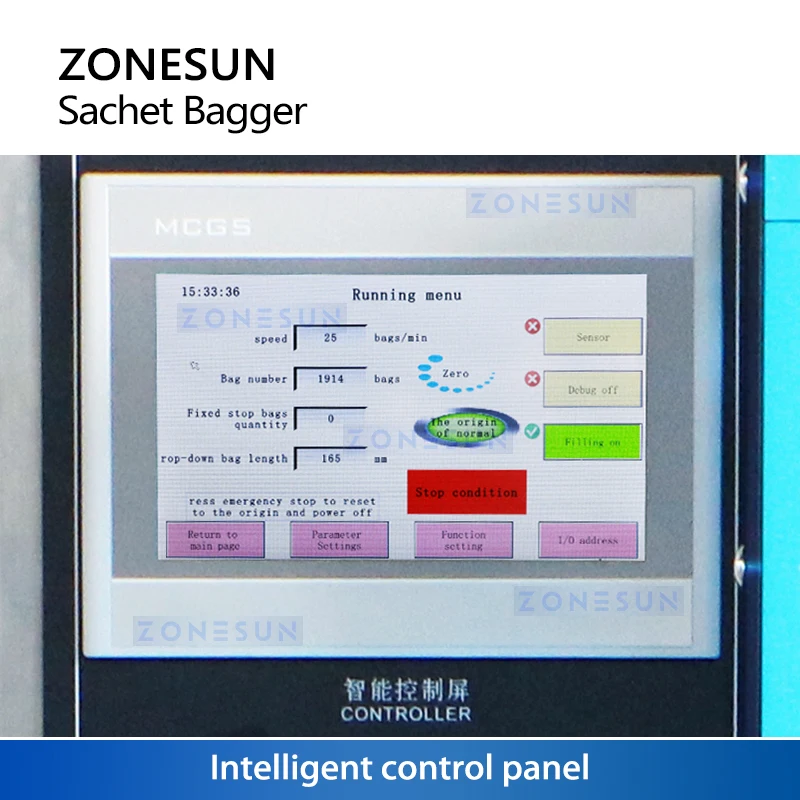 Zonesun ZS-FS240L VFFS Packaging Machine Paste Sachet Filling Machine Vertical Form Fill Seal Machine Sachet Packaging