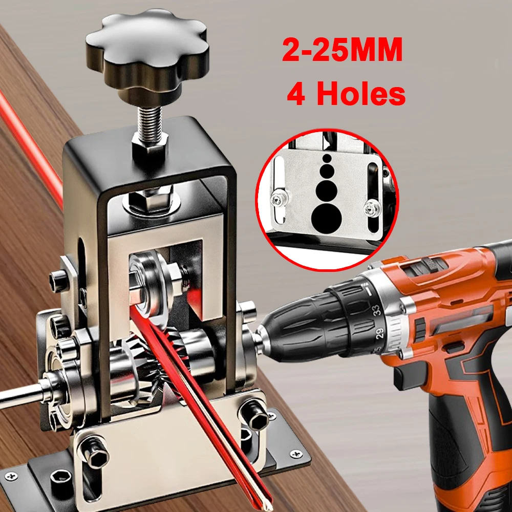 Machine à dénuder les fils manuelle 2-25 mm, dénudeur de fils, outil à peler le cuivre avec lames, fixation pour perceuse, pour le recyclage du cuivre de rebut, avec manivelle, compatible perceuse électrique