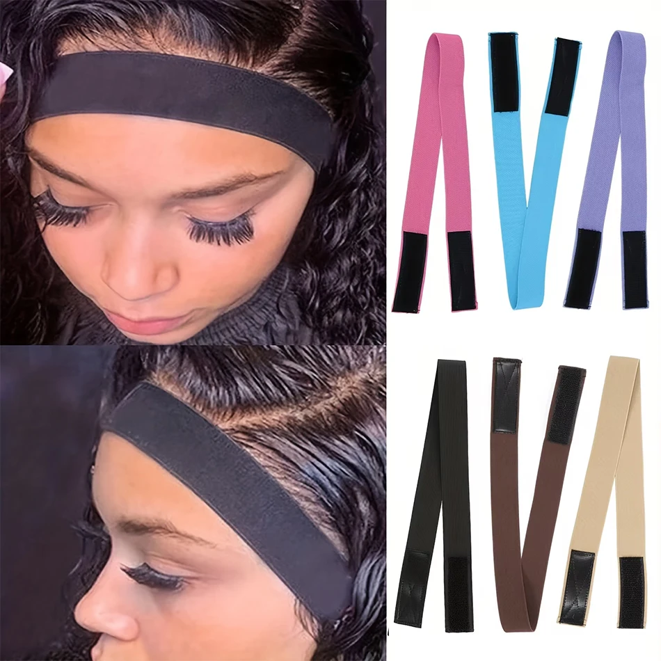 

1pcs Hair Elastic Band For Wigs Edges Adjustable Laying Edges Lace Melting Band With MagicTape Comfortable For Secure Lace Wigs