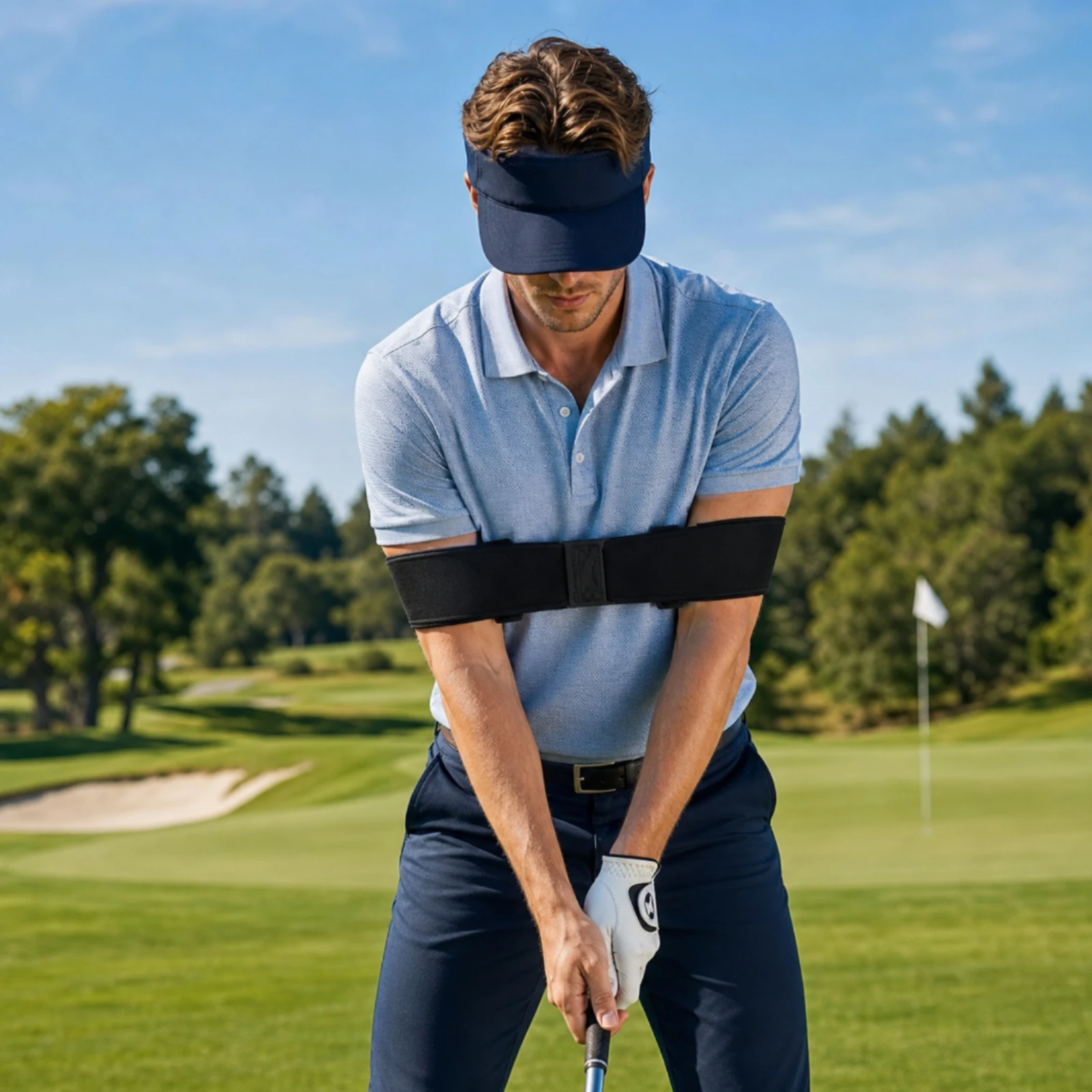 Golf Arm Band Training Aid Universal Fit Golf Swing Training Band Consistent Lightweight for Golfers, Driving Range