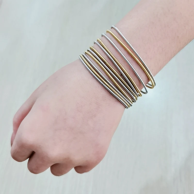 Metal Stainless Steel Waterproof Spring Mixed Color Expandable Bracelet Classic Guitar String Annular Charm Jewelry Unisex Gifts