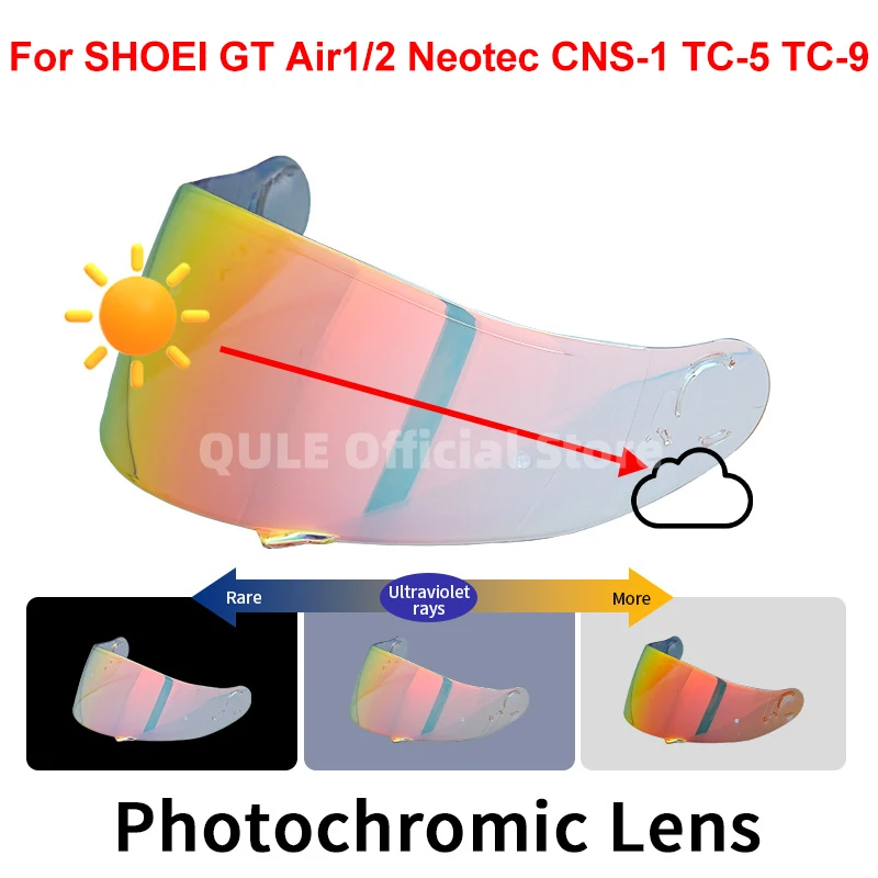

Photochromic Visor Lens Plating Lens Case for Shoei GT-Air Gt Air2 Neotec CNS-1 CNS1 TC- 5 TC- 9 Helmet Night Vision Lens