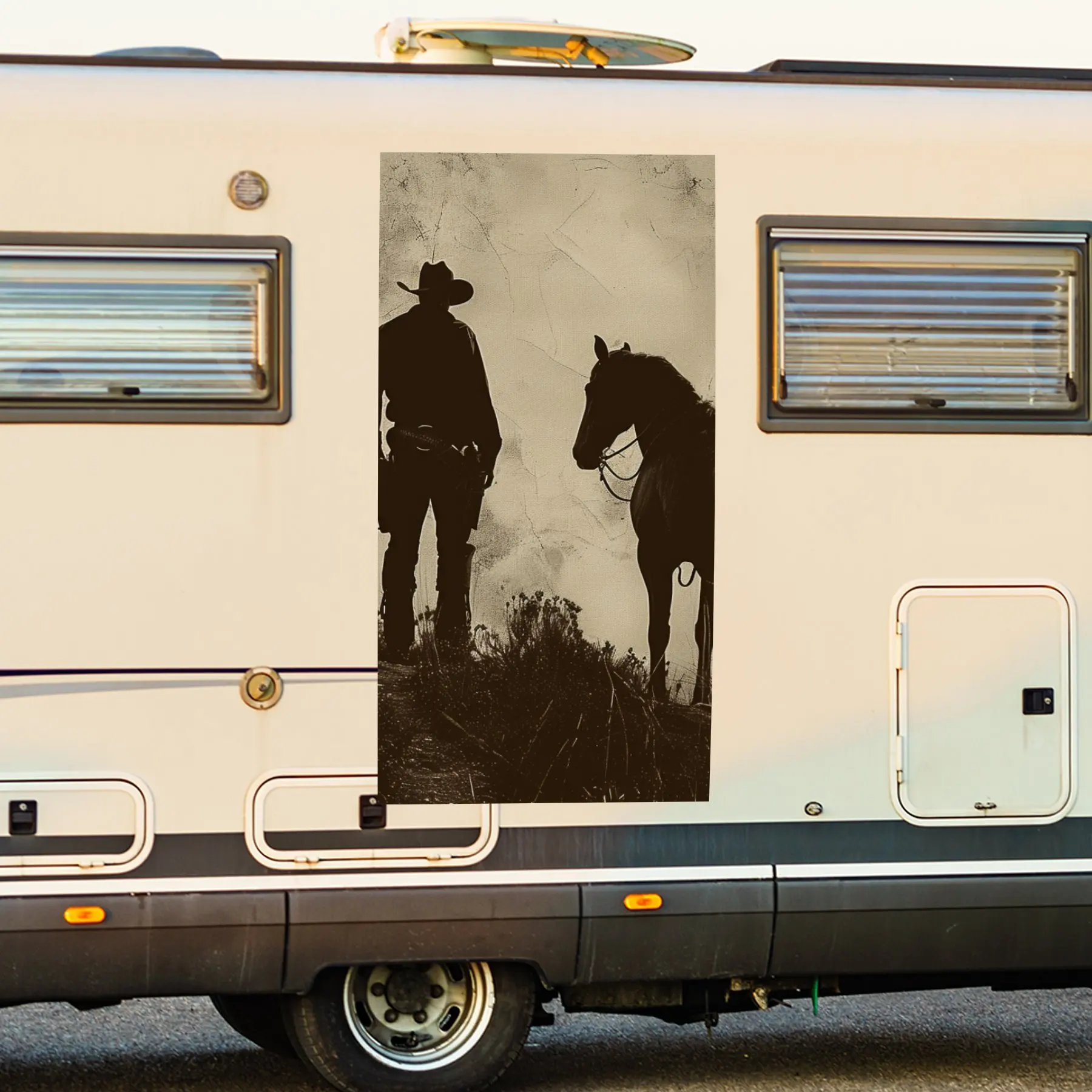 

Ковбой и лошадь, наклейка на дверь автомобиля, ПВХ, самоводонепроницаемая палочка, яркие автомобильные внешние аксессуары, декор, защита, подарок для