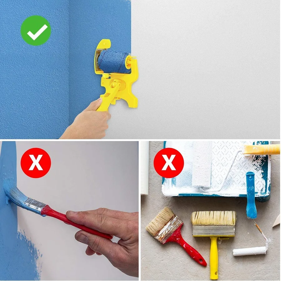 Clean Cut Proffesional Paint Edger With Replacement Rollers Brush Extension Rod Wall Painting Tools For Room Wall Ceilings