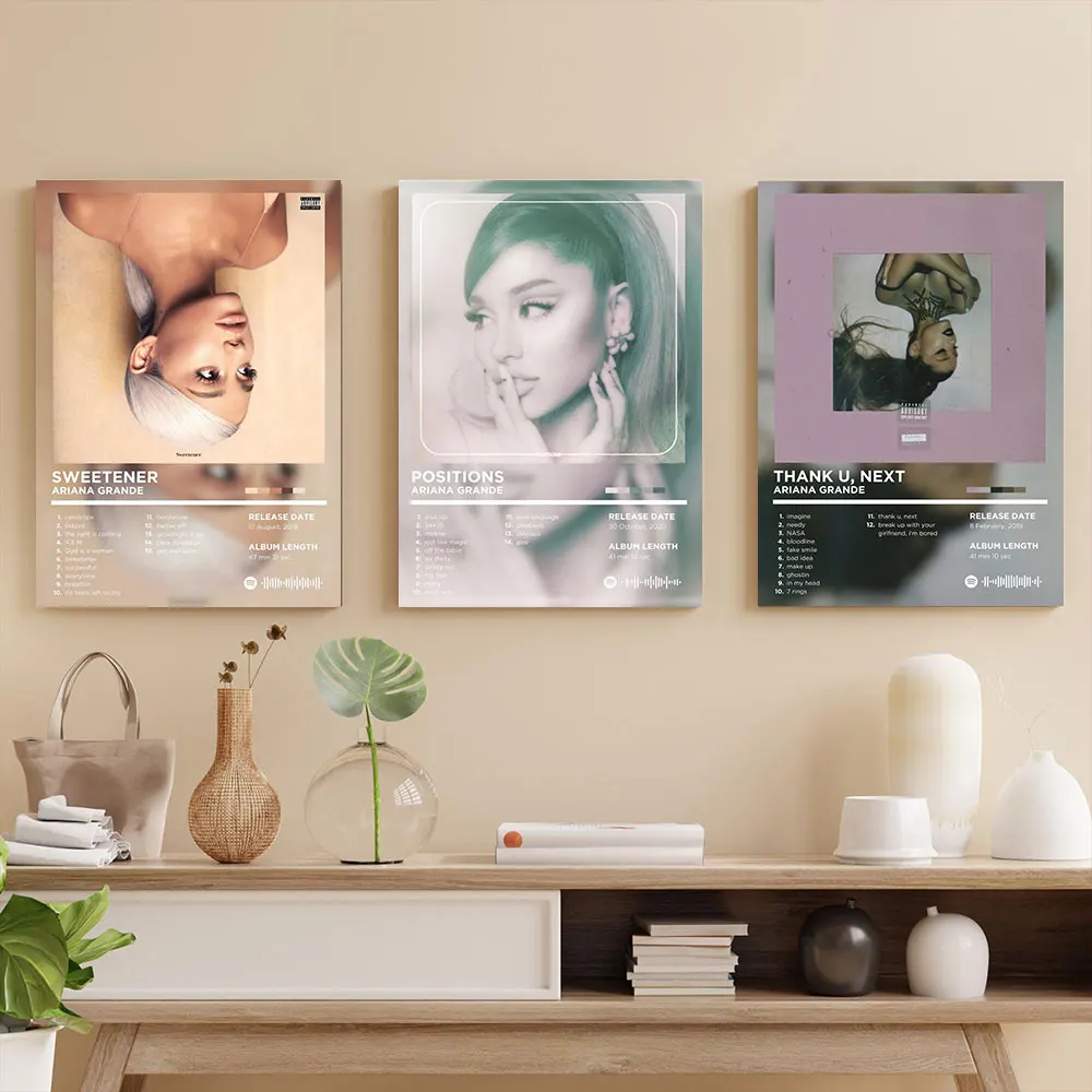 Set of 3 Ariana Album Cover Rapper Hip Hop Posters Canvas Print Painting Bedroom Study Studio Living Room Home Decor