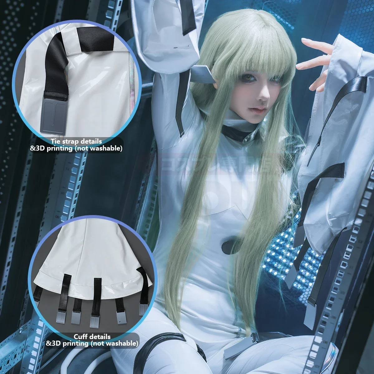 Cosplay CODE GEASS Lelouch of the Rebellion Anime CC Cosplay Costume White Uniform Jumpsuit Strait-Jacket C.C. Halloween Gift