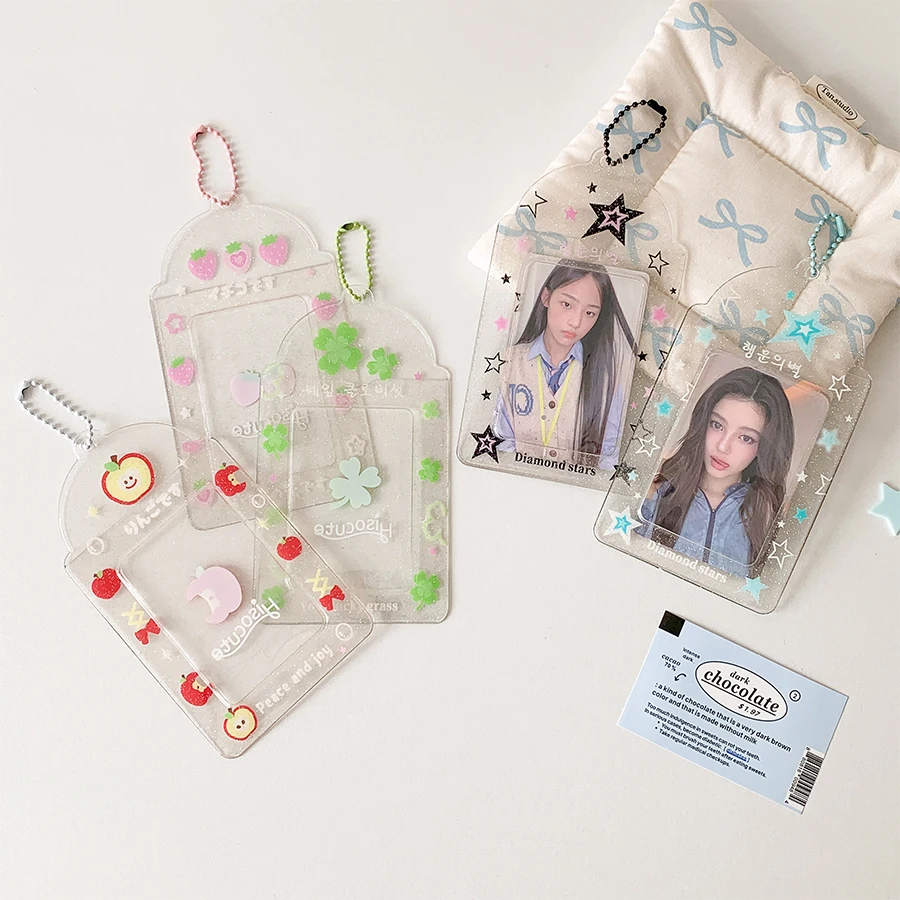 Kpop Photocard Holder Keychain Y2K PhotoCard Holder Kpop Charm Holders Kawaii Photo Card Keychain