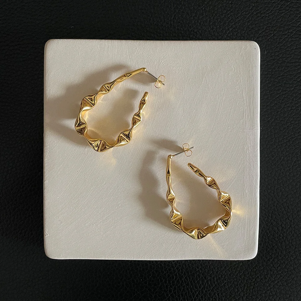 ENFASHION Trendy Raindrops Pendientes Hoop Earrings For Women Gold Color Piercing Earring Fashion Jewelry 2021 Gift E211273