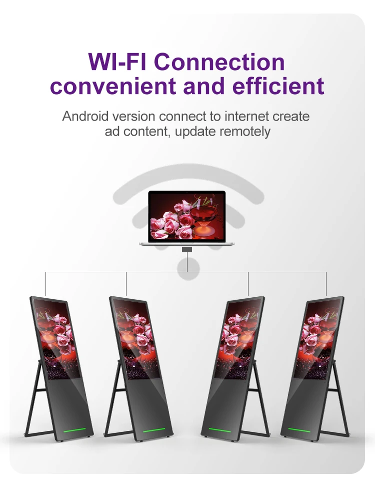 Póster digital de carga de señalización publicitaria LCD de marketing al por menor con reproductor multimedia electrónico para interiores de 43 pulgadas