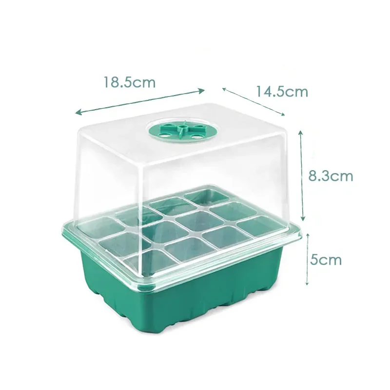 12/48 Cells Highter Nursery Pots Seeding Trays Seed Starter Kits Humidity Domes Cover Gardening Plant Germination Trays Box