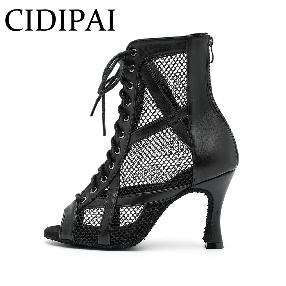 Black Microfiber Leather Dance BootsSalsa Tango Latin Dance Shoes  Jazz Pole Dance Boots Soft Bottom Indoor Party Boots