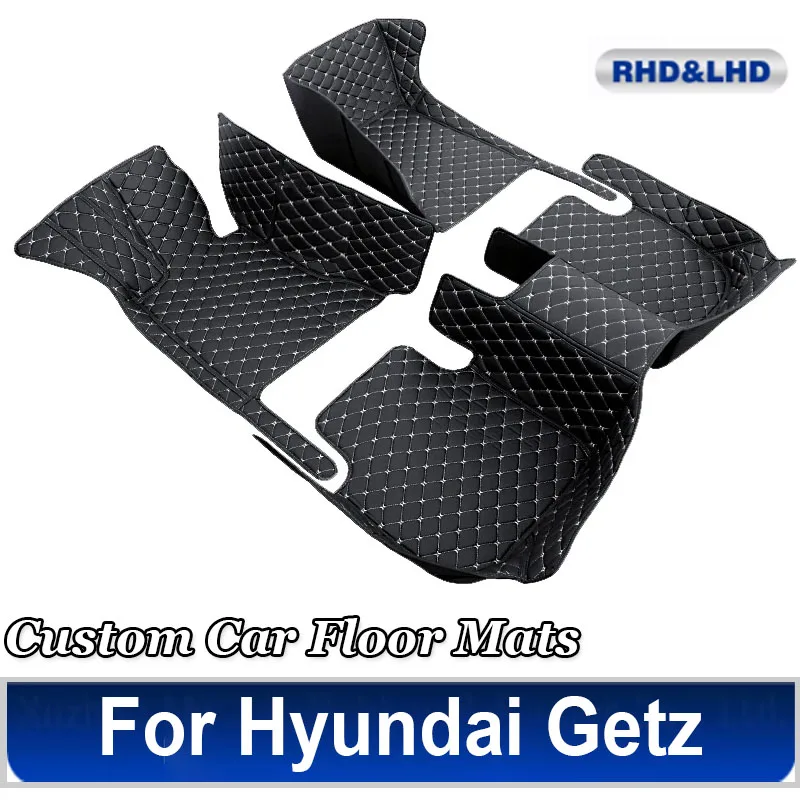 Car Floor Mats For Hyundai Getz Prime Click Inokom TB 2002~2011 Rugs Luxury Mat Protective Pad Leather Carpets Car Accessories