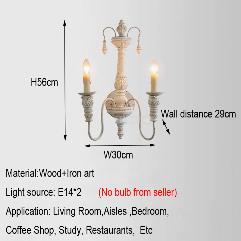 French Antique Solid Wood Wall Lamp American Retro Homestay Bedroom Bedside Lamp Corridor Decoration Iron Living Room Lamp