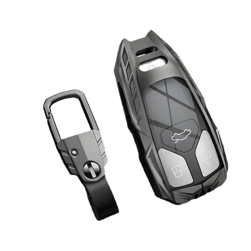 Premium Zinc Alloy Armor Key Case for Audi A4L/A6L/Q5L/Q7/8S/A7/A8 - Protective Armor Shell Key Bag Chain