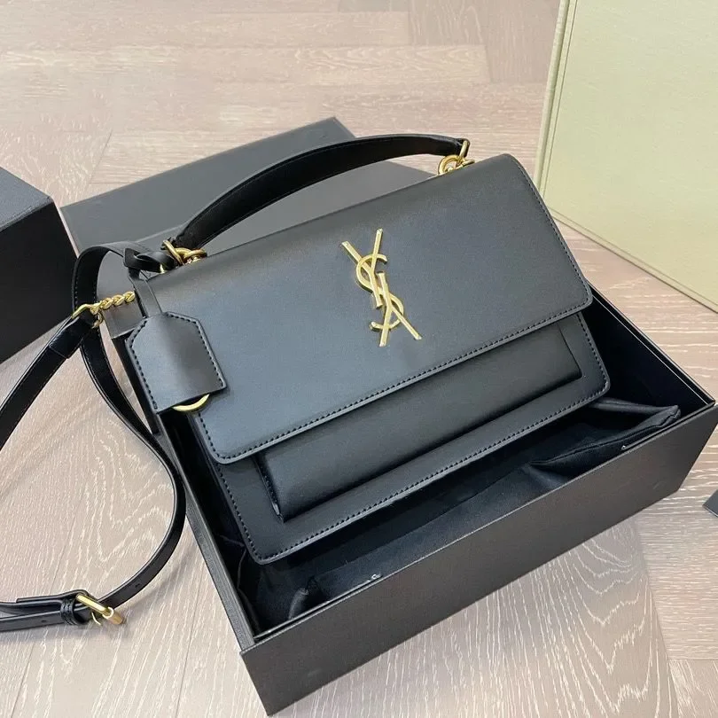 

High Quality Women's handbag Purse Crossbody Bag Bright Face Cow Leather tassel Bag Wallet Black Chain Bag Underarm bag 001.