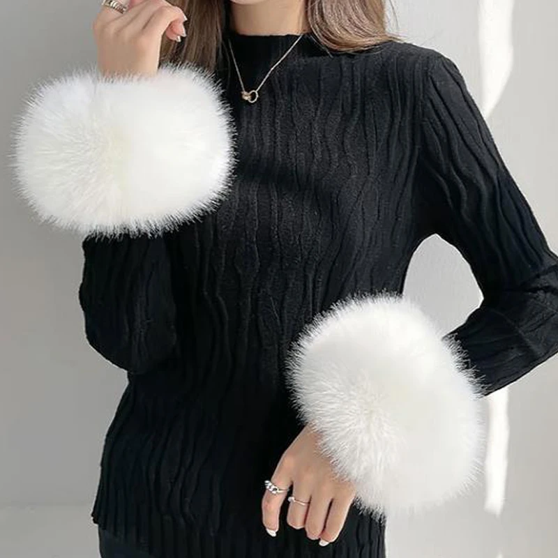 가을 겨울 플러시 장식용 따뜻한 소매 패션 코트 손목밴드 커프스 여성 팔찌 손목 보호 장갑