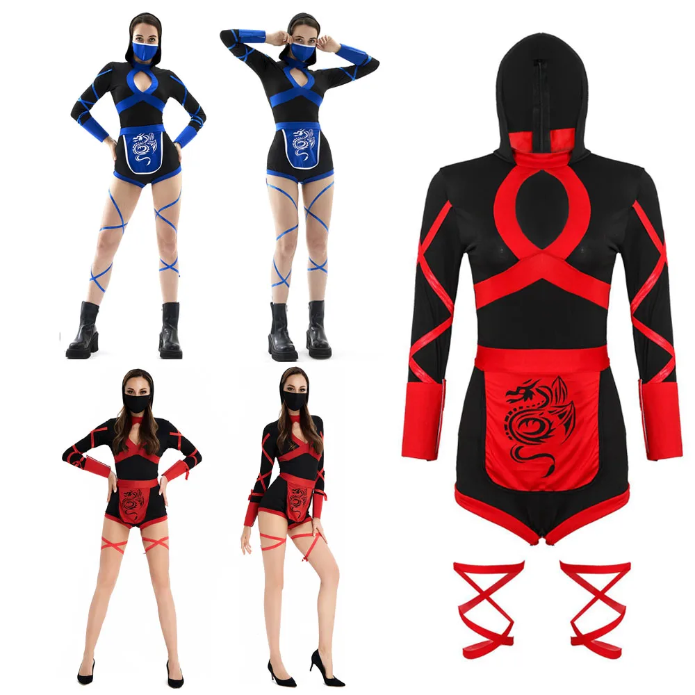 Costume d'Halloween Ninja Sexy pour Femme Adulte, Anime, Dragon Ninja, Cosplay, Vêtement une Pièce, Combinaison, Uniforme Sexy Trempé, Nouveau