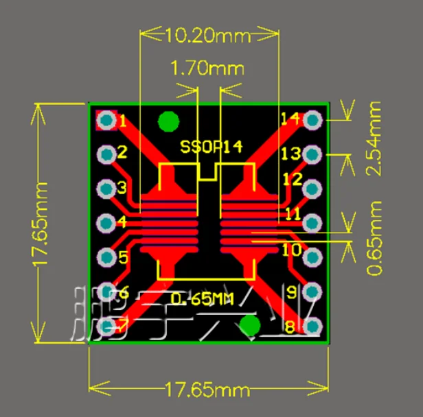 10pcs SOP14 SSOP14 TSSOP14 to DIP14 Pinboard SMD To DIP Adapter 0.65mm/1.27mm to 2.54mm DIP Pin Pitch PCB Transfer Board