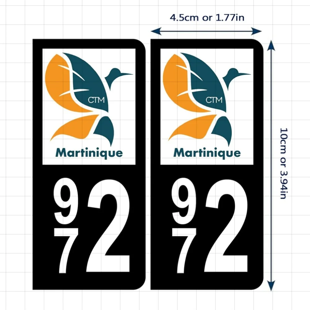 2 Pcs Set Martinique 972 CTM Bird Pattern Sticker, Waterproof Vinyl Decals for Car and Motorcycle