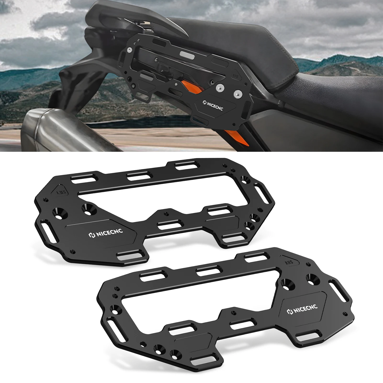NICECNC For KTM 1290 Super Adventure R/S 2021 2022 2023 Luggage Rack Side Luggage Carriers Travel Luggage Bag Mount