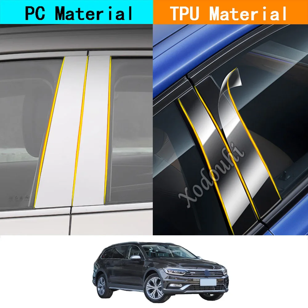 Car TPU/Glossy Mirror Pillar Post Cover For VW Passat B8 Variant Alltrack 2016-2021 Door Trim Window Molding Sticker Plate 6PCS