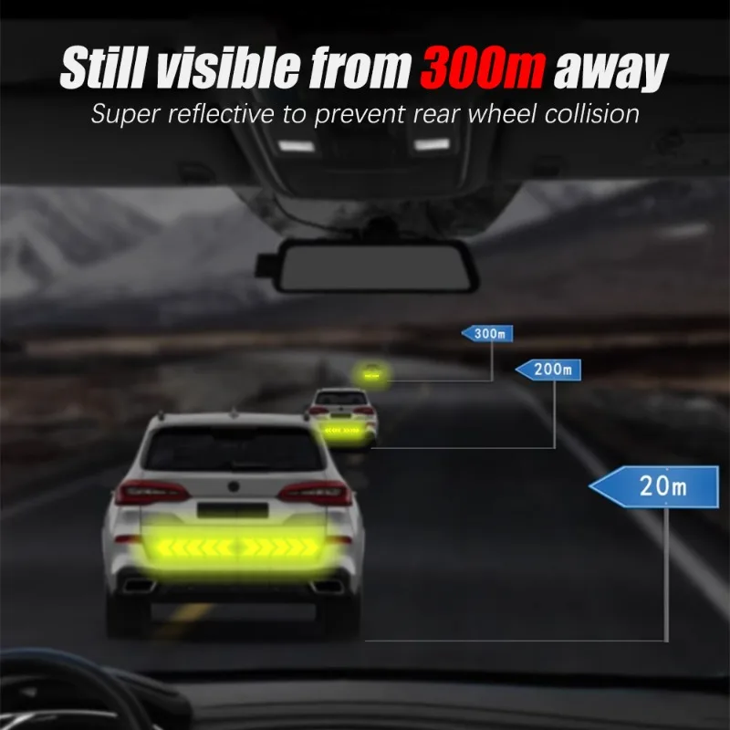 10 Pcs/Set Car Sticker Reflective Arrow Sign Tape Warning Safety Sticker for Car Bumper Trunk Reflector Hazard Tape Car Styling