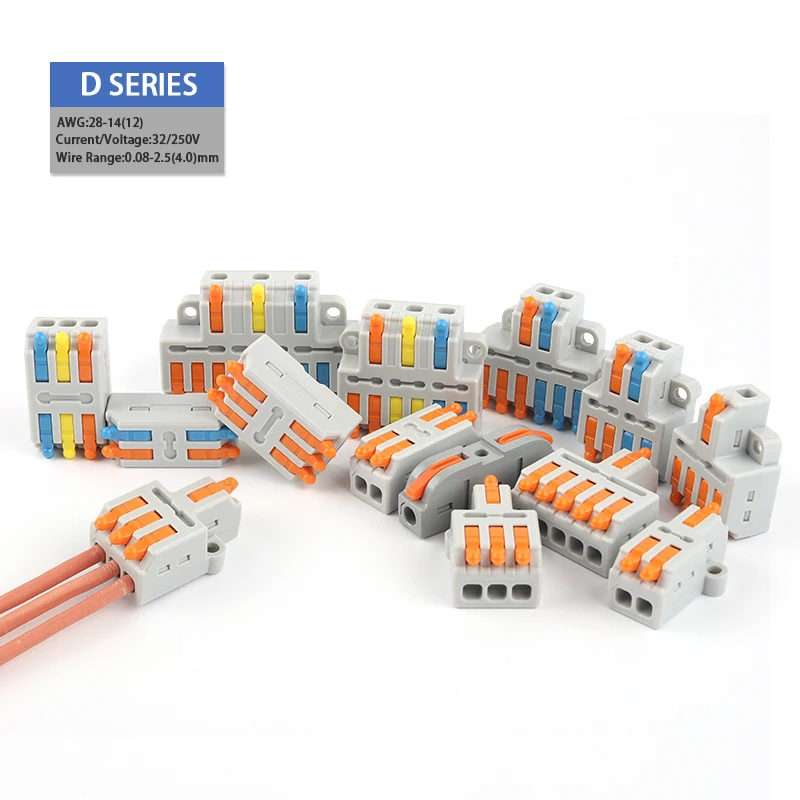 

5PCS Mini Quick Wire Universal Compact 2/3-Pin Splice Push-In Terminal Block 1 In Multi Out With Retaining Holes 28-12AWG