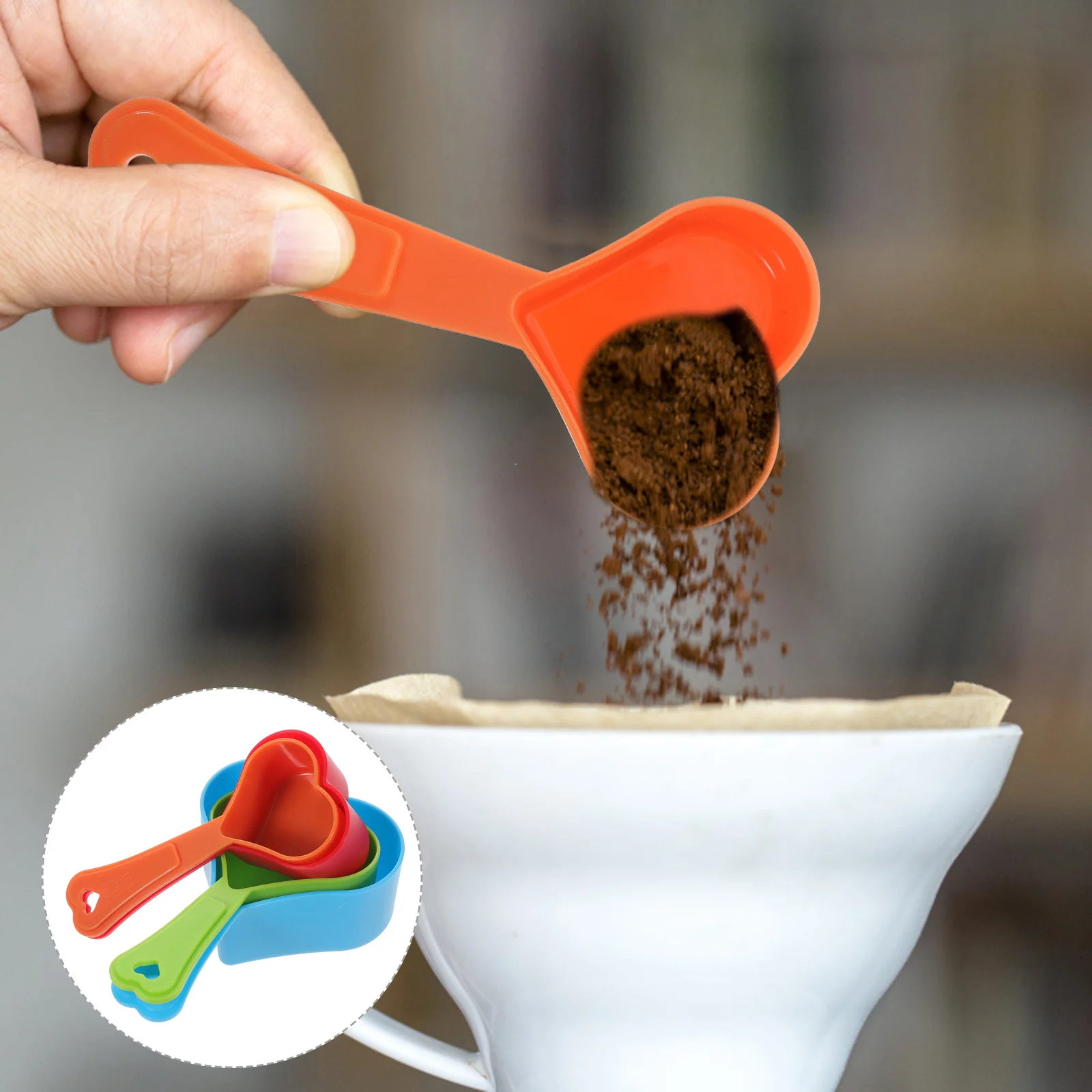 

4 pcs Heart Shaped Measuring Spoons For Baking Cooking Liquid Dry Ingredients Plastic Measuring Tools Kitchen Bar Accessories