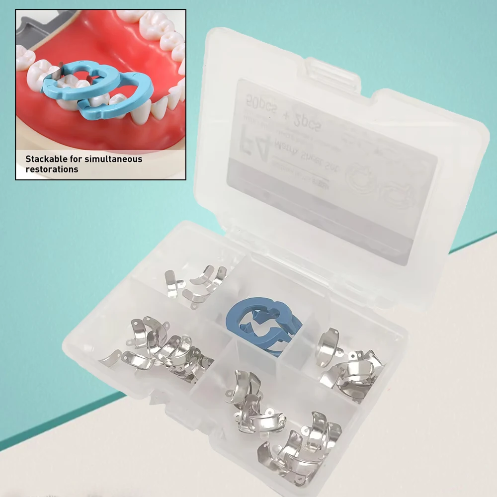 

Набор стоматологических секционных лент для матриц с металлическими матрицами и кольцами для инструментов для восстановления композитных наполнителей