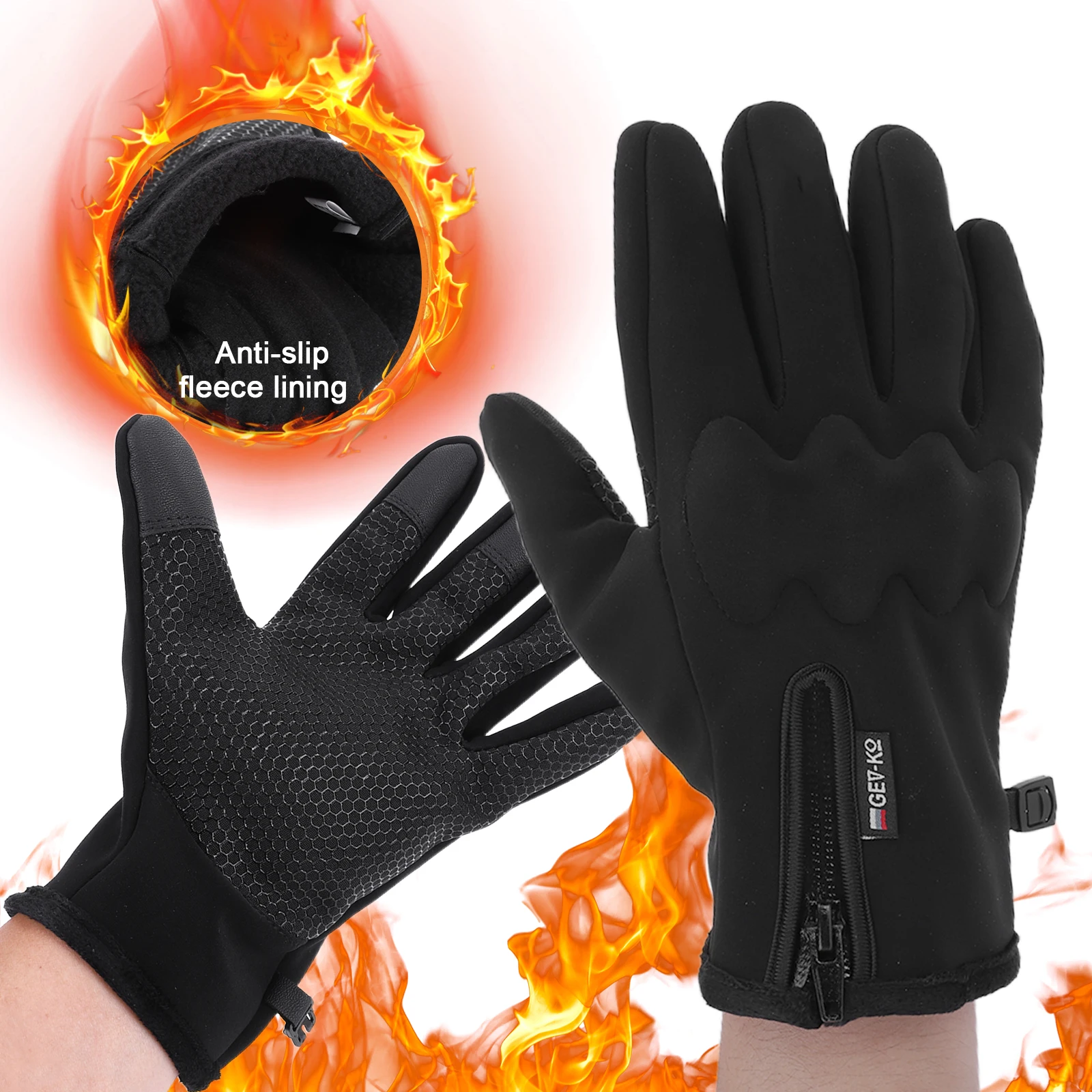 التزلج لمس قفاز يندبروف الحرارية الدراجات قفاز المضادة للانزلاق الصوف مبطنة قفازات دافئة لصيد الأسماك القيادة دراجة نارية التزلج #5
