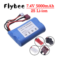 7.4V 5000mah Li-ion Batery for Remote Control Toy Cars Parts T/JST/SM/Tamiya Plug For wltoys 144001 12428 Rc Car 7.4V 2S Battery