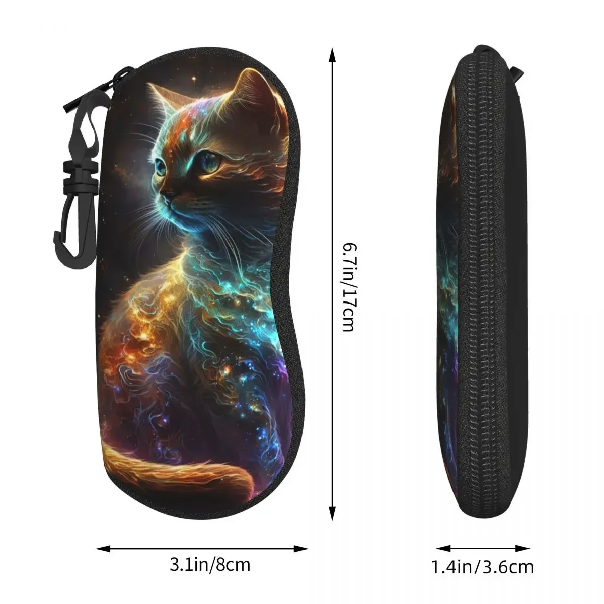 Psychedelic Cat Glasses Case Cover Men Women stars night sky Sunglasses  Trend Original Eyewear Bag Daily  Box