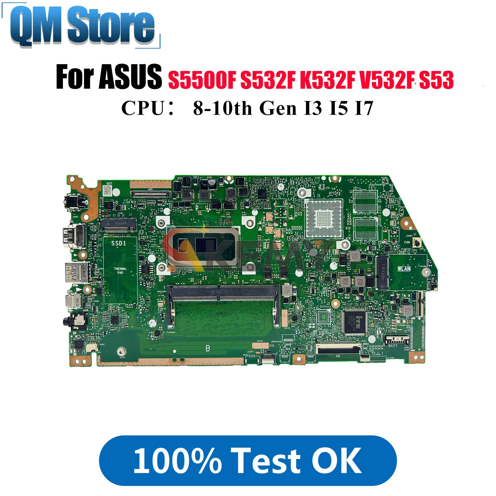 

X532FA Материнская плата для ноутбука ASUS S532F K531F S5500F X532F S531F X532FLC V532F X532FAC X532FL K532F Материнская плата с процессором I3 I5 I7