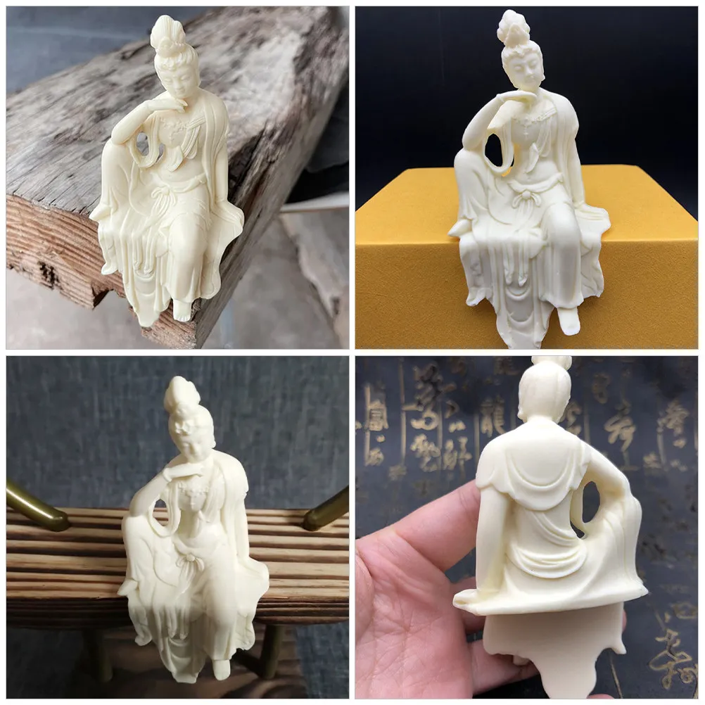 Authentic Guanyin Sculpture Nut Wood Crafted Serenity Symbol Buddhist Home Decoration Feng Shui Ornament for Meditation Space - view 5