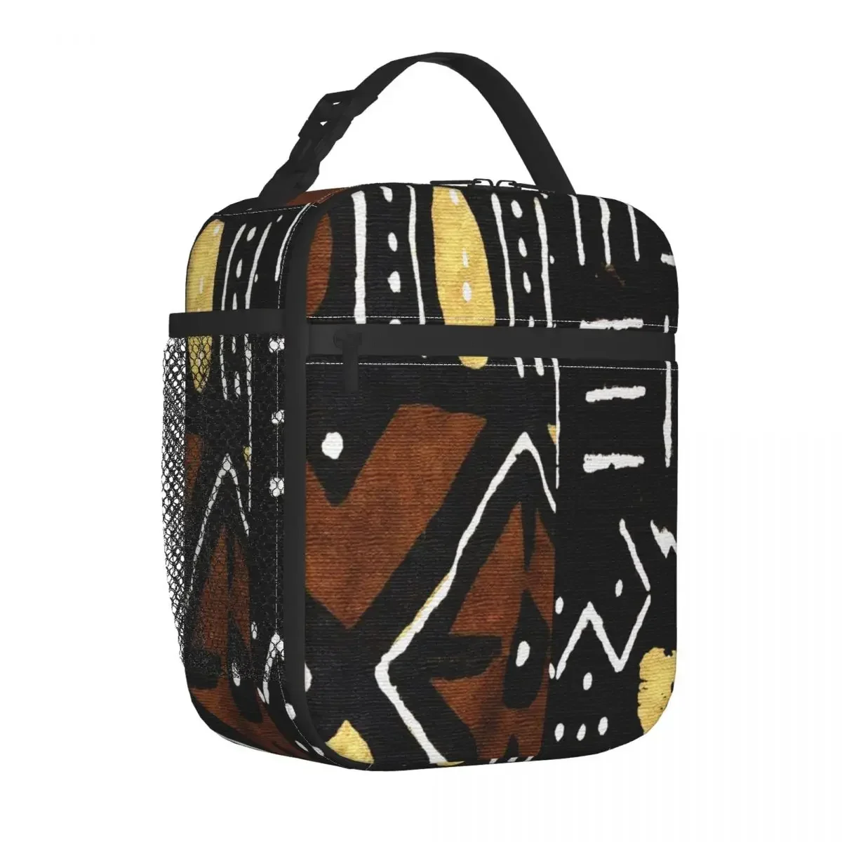 Contemporary African Mud Cloth Insulated Lunch Bags Thermal Lunch Container Ancient Large Lunch Box Tote Men Women Work Outdoor