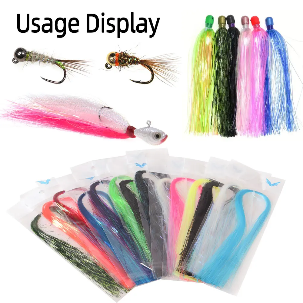 4/14 Packungen 0,5 mm Ice Wing Flashabou Tinsel Crystal Flash Fliegenbindematerial für Nymphen, Streamer, Jigkopf-Köder, Meeresfischköder – Detail 4